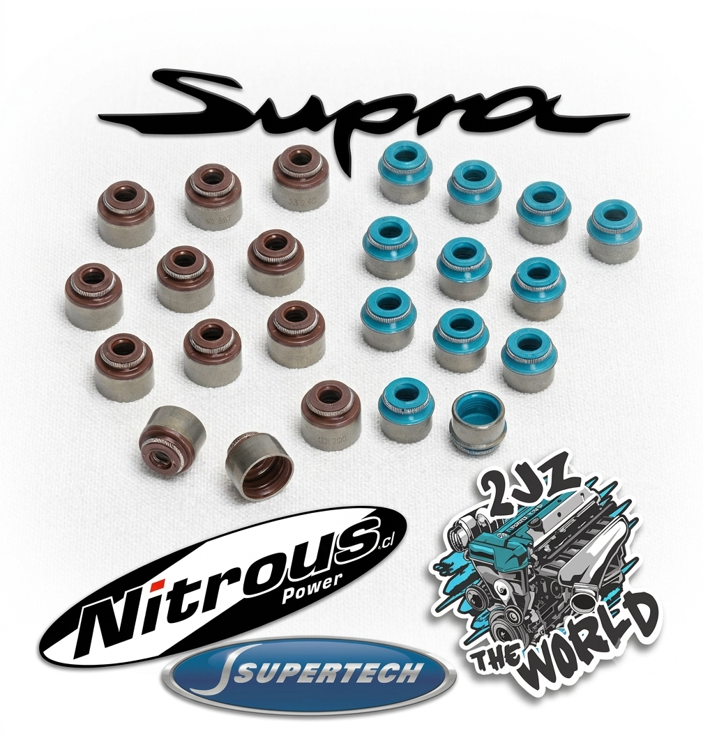 SuperTech Valve Stem Seals 6mm Set Toyota 2JZGTE Set Int + Ext (12+12)